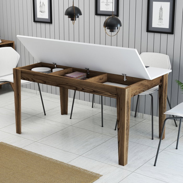 Hanah Home Milan 514 Mesa de Comedor Nogal y Blanco